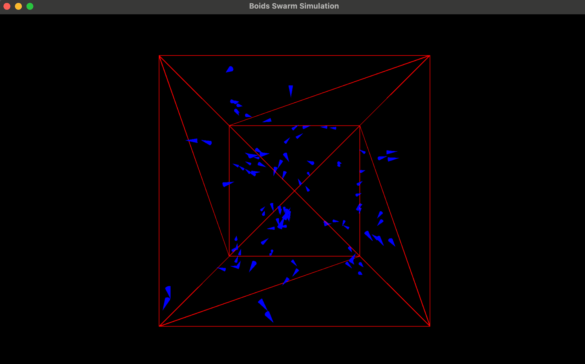 Boids swarm simulation example.